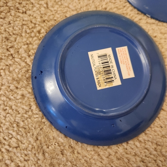 Set Of 3 Blue Decorative Lighthouse Beach Plates 6" Ceramic - Picture 3 of 4